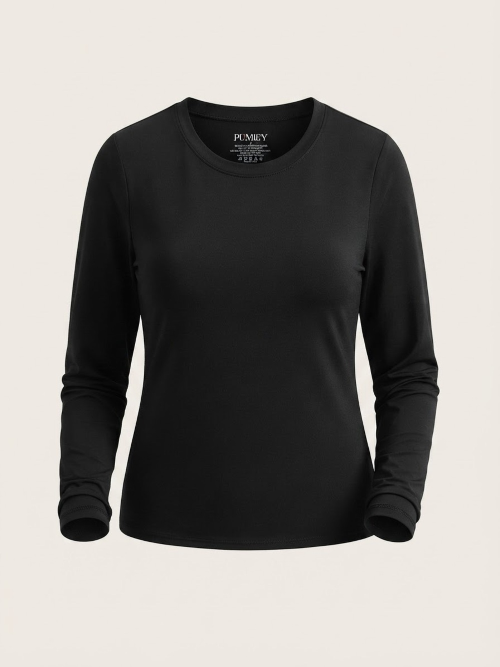 Pumley Women's Long-Sleeve Crewneck Top — Black